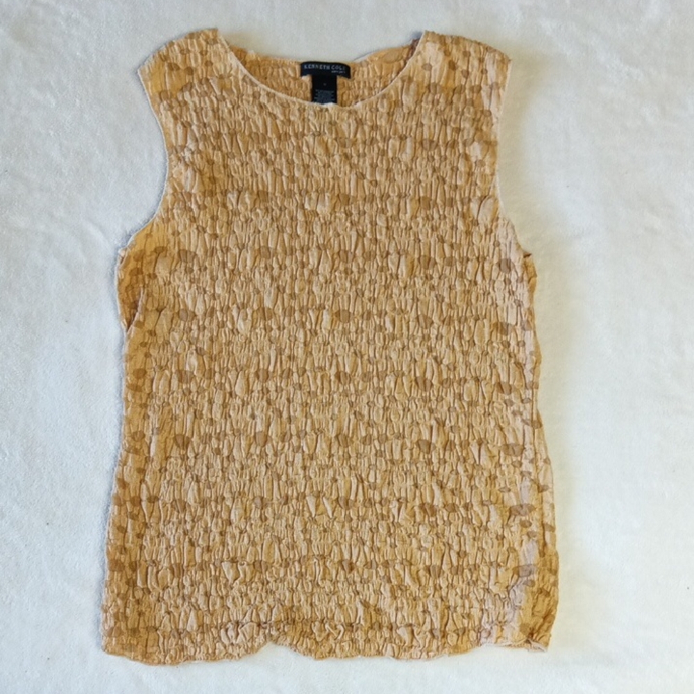 Kenneth Cole Textured Beige Tank Top